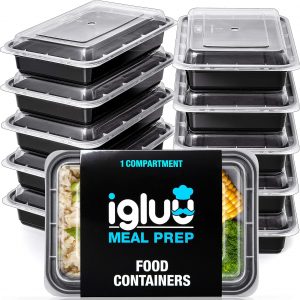 [10 Pack] 1 Compartment BPA Free Reusable Meal Prep Containers – Plastic Food Storage Trays with Airtight Lids – Microwavable, Freezer and Dishwasher Safe – Stackable Bento Lunch Boxes (28 oz)