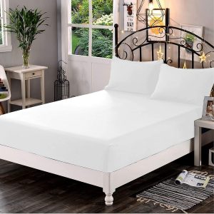 100% Egyptian Cotton Fitted Sheet, 400 Thread Count 30cm Deep Fitted Sheet Extra Deep Fitted Sheet – Fits Mattress Up to 12″ Deep Pocket (White, Double)