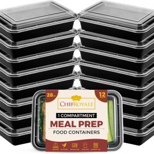 [12 pack] 28oz Meal Prep Containers- BPA Free Storage with Airtight Lids – Microwave, Freezer, and Dishwasher Safe – Stackable Lunch Boxes (12 SETs, 1 Compartment, 28oz)- Recyclable, Reusable