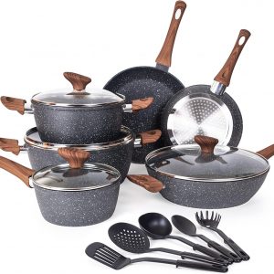 Non Stick Pots and Pans Set – Induction Hob Pots Set – 15pcs Kitchen