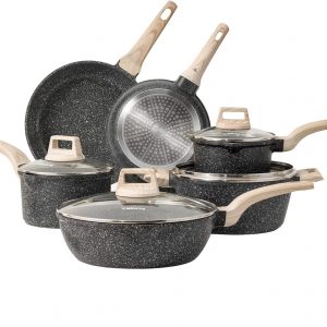 CAROTE Nonstick Pots and Pans Set, Granite Kitchen Cookware Sets, Non