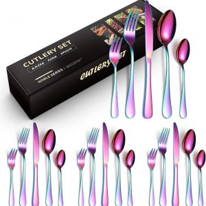 20 Piece Cutlery Set, Knife, Fork, Spoon, Tableware Cutlery Service for 4, Stainless Steel Sets High-Grade Mirror Polishing Cutlery Set (Colour)