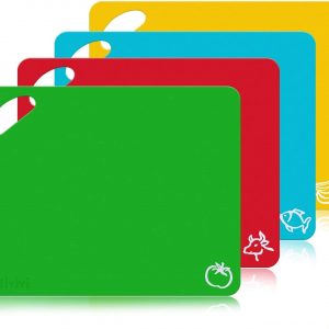 4 Pcs Chopping Board Set Flexible Cutting Board BPA-Free Thick & Durable Colour for Raw Meat, Vegetables, Fish and Cooked Food