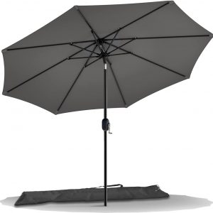 VOUNOT 2.7m Garden Parasol Umbrella with Cover, Crank and Tilting Umbrella, Sun Shade for Outdoor, Patio, Garden, Grey