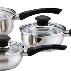 6 Pcs Stainless Steel Saucepan Essential Cookware Set with Glass Lids