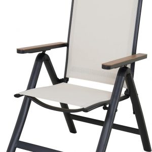 Grand patio Garden Dining Chair, Folding Recliner with Armrest, Lightweight, Portable, Adjustable 6-Position High Backrest, Sun Lounger for Outdoor, Garden (Beige)