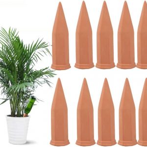 WUJUN Plant Watering Stakes10 Pack Automatic Plant Waterers for Vacations, Plant Watering Devices Terracotta Self Watering Spikes for Wine Bottles Great Plant for Indoor & Outdoor Plants