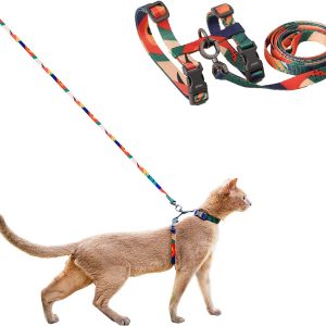 pidan Cat Harness and Leash Set, Cats Escape Proof – Adjustable Kitten Harness for Large Small Cats, Lightweight Soft Walking Travel Petsafe Harness（(Multicolor）