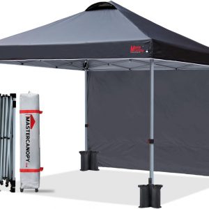 MasterCanopy Durable Ez Pop-up Gazebo Tent with 1 Sidewall(3x3M,Black)