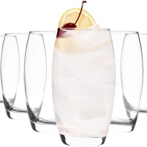 6X Clear 510ml Empire Highball Glasses – Tall Hi Ball Glass Water Gin Juice Cocktail Drinking Glassware Tumblers Set – by LAV