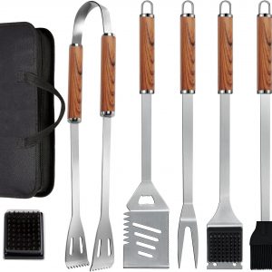 KALAHOL 7-in-1 BBQ Tools Set Extra Thick Stainless Steel Grill Tool Set with Storage Bag, Premium Complete Outdoor BBQ Utensils Set Professional Barbecue Accessories BBQ Kit for Men and Women Gift