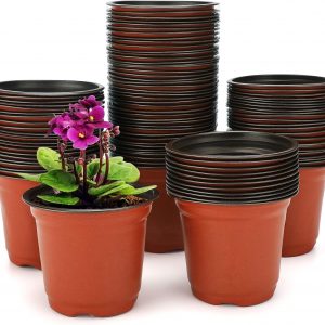 KINGLAKE 100Pcs Plastic Plant Pots 10cm Seed Seedling Pots Flower Nursery Pots for Vegetables,Flowers,Herbs,Cuttings, Succulent