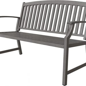 Grand patio Outdoor Bench, Garden Bench with Anti-Rust Aluminum Steel Metal Frame, Choice of Colours, Suitable for Indoor, Outdoor, Patio, Park (Gray)