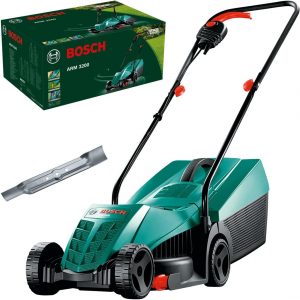Bosch 06008A6071 Electric Lawnmower ARM 3200 (1200 W, Cutting Width: 32 cm, with Additional Blade Included, in Carton Packaging) – Amazon Edition, black,blue