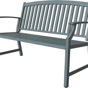 Grand patio Outdoor Bench, Garden Bench with Anti-Rust Aluminum Steel Metal Frame, Choice of Colours, Suitable for Indoor, Outdoor, Patio, Park (Gray Blue)