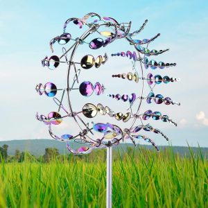 Magical Metal Windmill, 3D Metal Wind Sculptures Spinners, Magic Metal Kinetic Sculpture Wind Catchers, Metal Windmills for The Yard and Garden Art Outdoor Patio Lawn Decoration (Color : Multicolor)