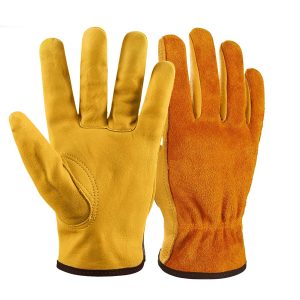 NickyPicky Gardening Gloves for Men and Women – Tough, Thorn Proof Comfortable Breathable Leather Multi-Purpose Work Gloves – Protective Large Garden Gloves with Strong Grip (Large)