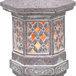 TERESA’S COLLECTIONS Pagoda Solar Garden Ornaments Outdoor, Zen Asian Japanese Decor, Lantern Pagoda Garden Statue Figurines for Outdoor Garden Decorations Landscape Balcony Patio