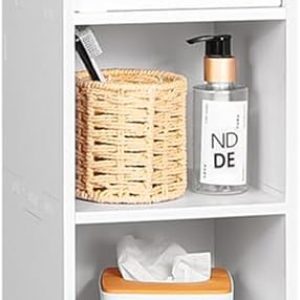 AIIKTOTA Bathroom Storage Cabinet, Floor Standing Display Cabinet, Home Storage Furniture Organizer Unit for Office Living Room Kitchen Entryway, White