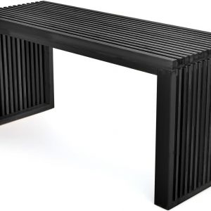 APRTAT Bamboo Dining Bench,Indoor Storage Bench Wood | Kitchen & Living Room Furniture-Black-35.43L x 12.99W x 16.93H in