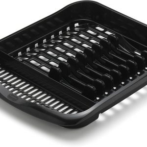 Addis 516468 Plate Dish Draining Rack, Soft Black, 33 x 39.5 x 6 cm