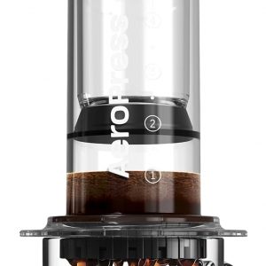 AeroPress Clear Coffee Press – 3 in 1 brew method combines French Press, Pourover, Espresso – Full bodied coffee without grit or bitterness