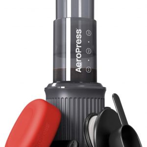 Aeropress Go Portable Travel Coffee Press Kit, 1-3 Cups in a Minute, Coffee, Espresso, & Cold Brew Maker, Manual Coffee Making Machine for Travel, Includes Mug & Lid