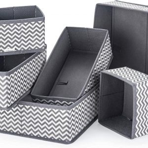 Anayra Drawer Organiser Divider – Foldable Storage Bins for Socks, Tie, Shirts – Collapsible Drawer Organisers for Home/Office, wardrobe Closet Organizers (Pack of 6)