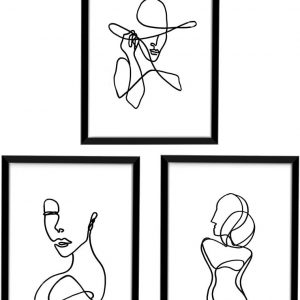 ArtbyHannah 11×14 Inch Black Framed Minimalist Wall Art Prints Decor with Abstract Woman’s Body Shape Line Posters for Gallery Wall or Bedroom Decoration, 3Pack