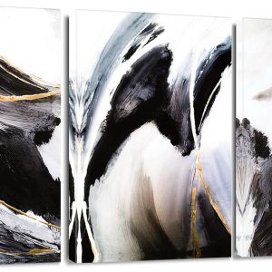 Artscope 3 Pieces Abstract Wall Art Canvas Prints – Marble Black and White Fluid Ink Picture Painting – Modern Wall Artwork Framed for Gifts Bathroom Living Room Home Office Decor – 30 x 40 CM