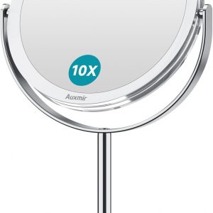 Auxmir 10X Magnifying Makeup Mirror, 6’’ Double Sided 1X / 10X Magnifying Tabletop Mirror with High Definition, 360° Rotation Free Standing Vanity Mirror for Dressing Table, Desk, Bathroom, Bedroom