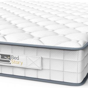 BedStory Mattress, Single Mattress 90x190x14cm Sleeping Sprung Mattress Medium Firm Bonnell Spring Mattress with Breathable Fabric Fire Resistant Barrier Skin-friendly Durable for Bedroom