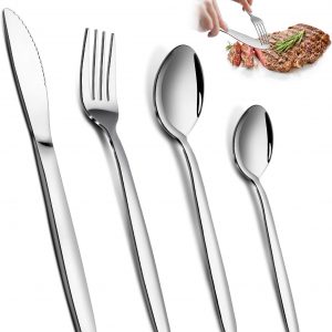 Bestdin 16 Piece Cutlery Set for 4 People, Stainless Steel Knife and Fork Sets, Silverware Set Ideal for Home/Party/Restaurant, Mirror-Polished & Dishwasher-Safe