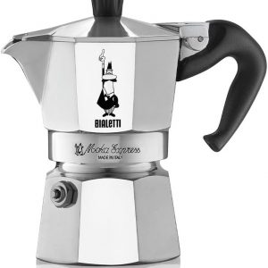 Bialetti Moka Express Aluminium Stovetop Coffee Maker (2 Cup), 8x11x11 cm, Silver
