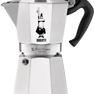 Bialetti Moka Express Caffettiera in Alluminio, 6 Cups, Acciaio Inossidabile, Argento,270 milliliters, Silver