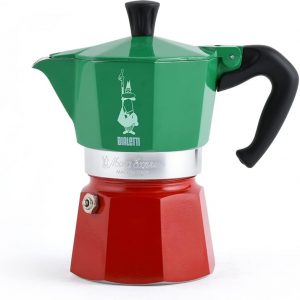 Bialetti Moka Express Italia Collection (Tricolor), 3 cup coffee maker, Aluminum, Green/Red