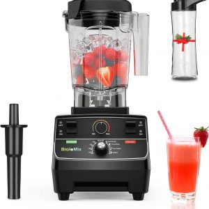 BioloMix Professional Blender Smoothie Mixer with 2L BPA Free Pitcher, Smart Timer And Pre-programed Peak 2200W Power Mixer 8 Blades for/Ice/Smoothie/Frozen Dessert/Hot Soup/Nuts (T5300, Black)