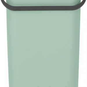 Brabantia – Sort & Go Waste Bin 40L – Large Recycling Bin for Kitchen – Stay Open Lid – Carry Handle – Easy to Clean – Fits Closely to the Wall – Compost Bin – Jade Green – 27 x 35 x 62 cm