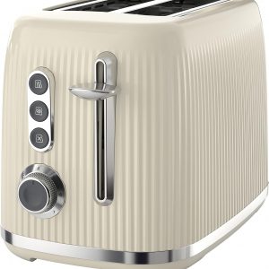 Breville Bold Vanilla Cream 2-Slice Toaster with High-Lift and Wide Slots | Cream and Silver Chrome [VTR003]