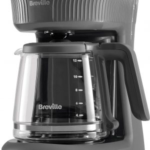 Breville Flow Filter Coffee Machine | 12 Cup Capacity Glass Coffee Jug | Auto Pause and Keep Warm Functions | Slate Grey [VCF139]