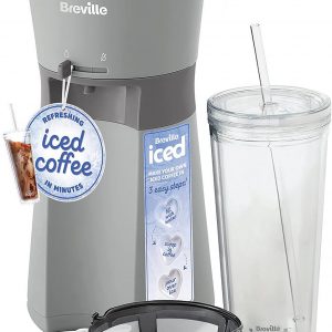 Breville Iced Coffee Maker | Single Serve Iced Coffee Machine Plus Coffee Cup with Straw | Ready in Under 4 Minutes | Grey [VCF155]