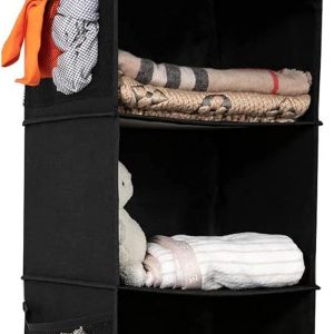 BrilliantJo Hanging Closet Organizer Set for Clothes Sweaters shoes 3 shelf Hanging Wardrobe Storage light Shelves Black(30 * 30 * 60cm)