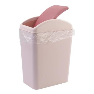 Bringer 15 L Plastic Swing Top Waste Bin, Kitchen Trash Bin with Swing Lid, Pink