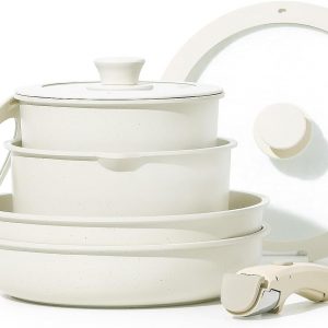 CAROTE Non Stick Pots and Pans Set, Detachable Handle Induction Hob