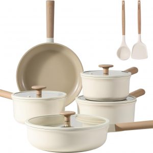 CAROTE Nonstick Pots and Pans Set, 11 Pcs Ceramic Cookware Sets,