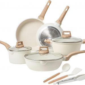 CAROTE Nonstick Pots and Pans Set, Granite Kitchen Cookware Sets, Non