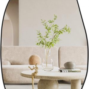 CASSILANDO Irregular Wall Mirror, Asymmetrical Mirror Wall Mounted, Unique Vanity Mirror,Shaped Dressing Mirror Decorative for Living Room, Bathroom, Bedroom, Entryway Wall Decor, 85cmX52cm