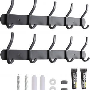 CRESZZLE Heavy-Duty Stainless Steel Coat Hooks Wall Mounted – 2 Pack Coat Rack for Clothes, Hats, and Towels – Rust-Resistant Multi-Purpose Wall Hooks