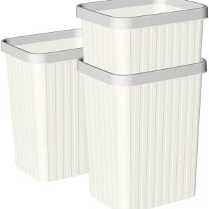 Cetomo 8.2L*3 Set, Wastebasket Trash Can, Waste Basket,Paper Bin, Garbage Can Bin for Bathrooms, Kitchens, Home Offices, Dorm Rooms white