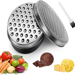 Cheese Grater with Container, Graters for Kitchen with 2 Size Lid,Cheese Shredder,Vegetable Chopper,Ginger Shredder,Chocolate Grater (Black)